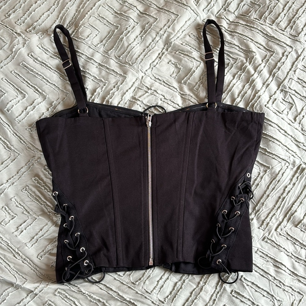 Black Strap Corset Top - White Fox - Picture 3 of 4